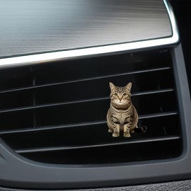 2D Acrylic Cartoon Tabby Cat Car Air Vent Freshener – Solid Scented Decoration for AC Vents, Cute Cat Design, Long-Lasting Fragrance, Fun & Stylish Car Accessory