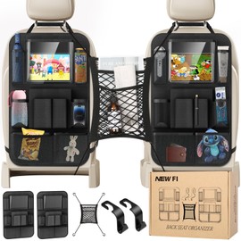 Backseat Car Organizer(20 Storage Pockets),Come with Free 1 Seat Net and 2 Headrest Hook, Touch Screen Tablet Holder, Divider for Driving Safely Children & Pets…, Car Organizer (black)