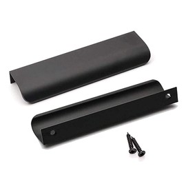 goldenwarm 10 Pack Black Drawer Handles Black Finger Edge Pulls Handles Black Handles 128mm Hole Centers Black Cabinet Handles Aluminum Black Kitchen Handles