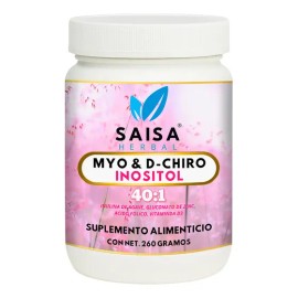 Myo y D-Chiro Inositol 40:1 | Suplemento Alimenticio | Potenciado con Inulina de Agave, Zinc, Ácido Fólico y Vitamina D3 | Equilibrio Hormonal, Fertilidad y Bienestar Femenino | Saisa Herbal 260 g