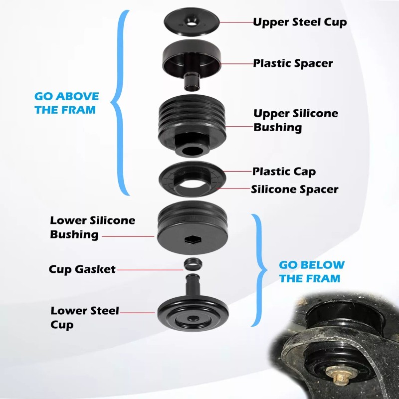 Sunluway Silicone Body Mount Bushing Kit for Ford F-250 F-350