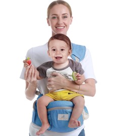 SONARIN Multifunktionale Baby Hüftsitz,Ergonomischer Taille Hocker Babytrage Hipseat Hüfttrage Bauchtragen mit Sicherheitsgurt & Schultergurt für Baby Kleinkinder 0-24 Monaten(Hellblau)