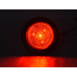 CONVEX 4pcs 2 1/2" LED Marker Clearance Light w/Reflex Reflector, Kit with 2-Prong Pigtail (PL10) & Grommet; Trailer Truck RV; Universal; Industry Standard DOT SAE Compliant (4 LEDs Red)