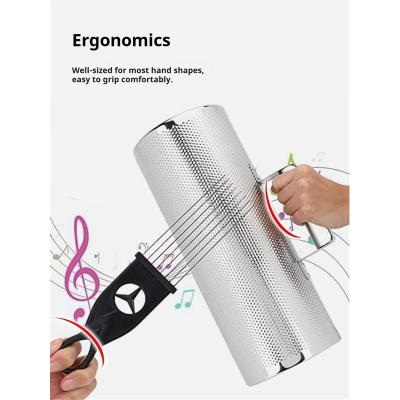 Stainless Steel Guiro 8" Percussion Instrument with Scraper, Professional Metal