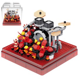 JEMPET Bouquet Building Toy Set - Mini Building Block Building Block Set - Musical Instruments, Flowers, Botanical Collection, Eternally Decorated Flower with Dust Cover (Drum Model)