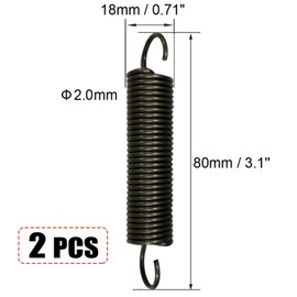 Extension Spring - 2.5mm Wire Dia, 18mm OD, 80mm Free Length Spring Steel Small Dual Hook Tension Spring 2pcs