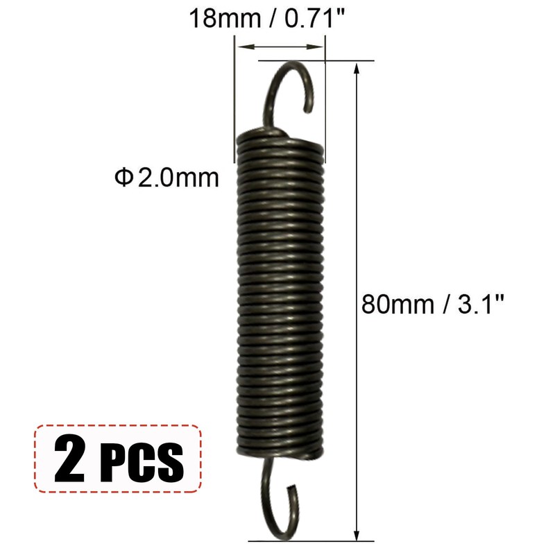 Extension Spring - 2.5mm Wire Dia, 18mm OD, 80mm Free