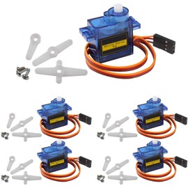 ICQUANZX 5pcs SG90 9G Micro Servo Motor Kit with RC Robot Arm/Hand/Walking Helicopter Airplane Car Boat Control Cable, Mini Servo Arduino Project