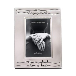 Haysom Interiors Beautiful Two Tone Silver Plated Engagement 4" x 6" Picture Frame with Black Velvet | Unique and Thoughtful Gift Idea