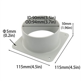 DGHAOP Dryer Vent Wall Plate Gray 4.5"/115mm ABS Plastic Air Duct Connector Flange Panel Duct Connector Flange Inlet Fitting for Ventilation Straight Pipe, Wall and Ceiling (Square to Round)