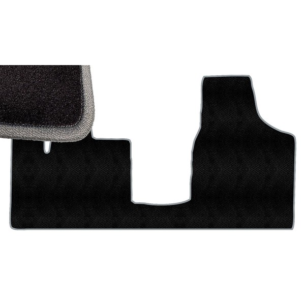 Light Gray Edge Custom Fit Front Carpet Floor Mat, Black,