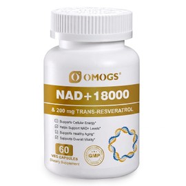 OMOGS Nad+ 300 Mg + Trans-Resveratrol 200 Mg, Suplemento De Nad Puro, Máxima Absorción, Suplemento Potenciador Para La Reparación Del Adn, Envejecimiento Saludable, Energía Celular Y Longevidad, 60 Cá