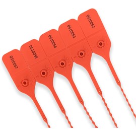JW Products 100 X Red Security Tags Numbered Pull Ties Secure Anti-Tamper Seals