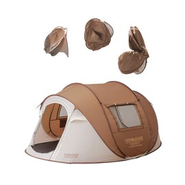 4 Person Instant Pop Up Tent, Automatic Waterproof Windproof Camping Tent with 2 Doors for Outdoor Hiking, Beach & Travel, Portable Family Tent with Carry Bag for Easy Setup
