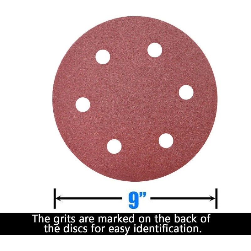 Tonmp 50 PCS 9 Inch 6 Hole 120 Grit Drywall