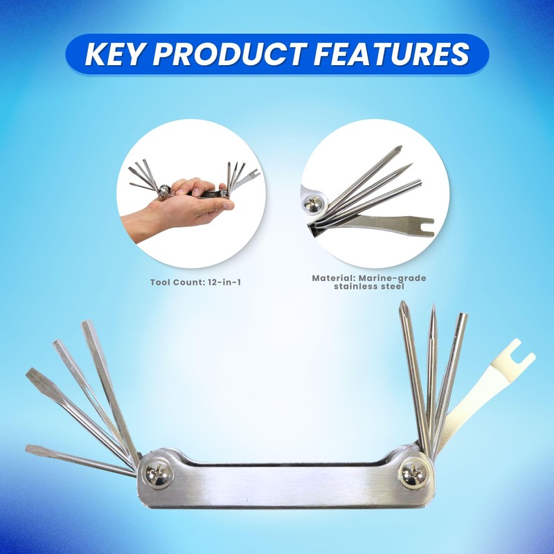 Scuba Choice 12-in-1 Stainless Steel Diving Tool | Multi-Function Wrench,