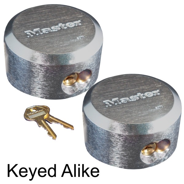 Master Lock 6271KA 2 Pack - 2-7/8in. ProSeries Reinforced Hidden Shackle Rekeyable Pin Tumbler Keyed Alike Padlock, Chrome