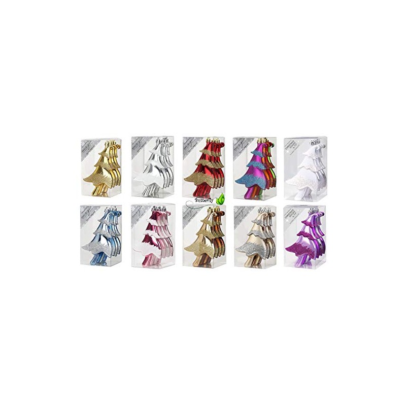 4 Pieces Plastic Tree 14.5 cm (Silver) PVC Shatterproof //