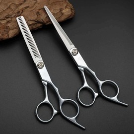 Self-Grooming Hair Cutting Scissors: Straight and Thinning Shears for Beginners Set: Straight Scissor 3ea