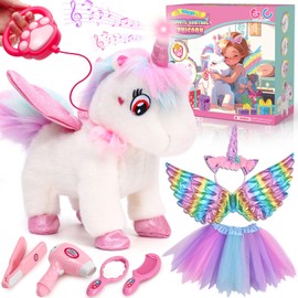 Unicorn Gifts for Girls 3 4 5 6 Years Cuddly Toy Unicorn Toy Pet Interactive Electric with Remote Controlled Lead Unicorn Costume Children Birthday Gift Girls from 3 Years