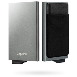 zepirion Quick Wallet 2 Credit Card Case, Optimized for Cashless, Anti-Skimming, Magnetic Protection, Sliding, Slim, Aluminum, Men's, Women's,, space grey