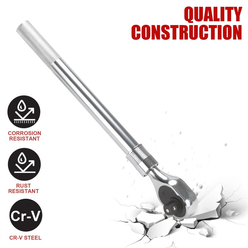 kboisha 3/4-Inch Drive Extendable Ratchet Handle, Reversible Quick Release Telsecoping