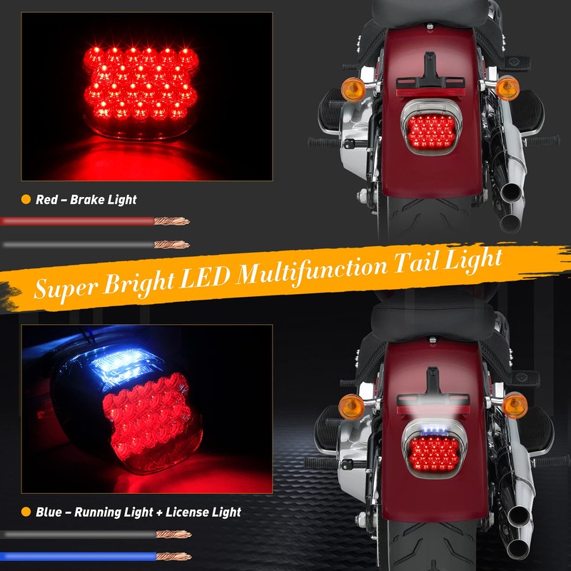 QUASCO Smoked Led Motorcycle Brake Tail Light Rear Taillight Compatible