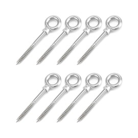 QWORK® Eye Bolt with Wood Thread M8 x 80 mm 304 Stainless Steel Pack of 8