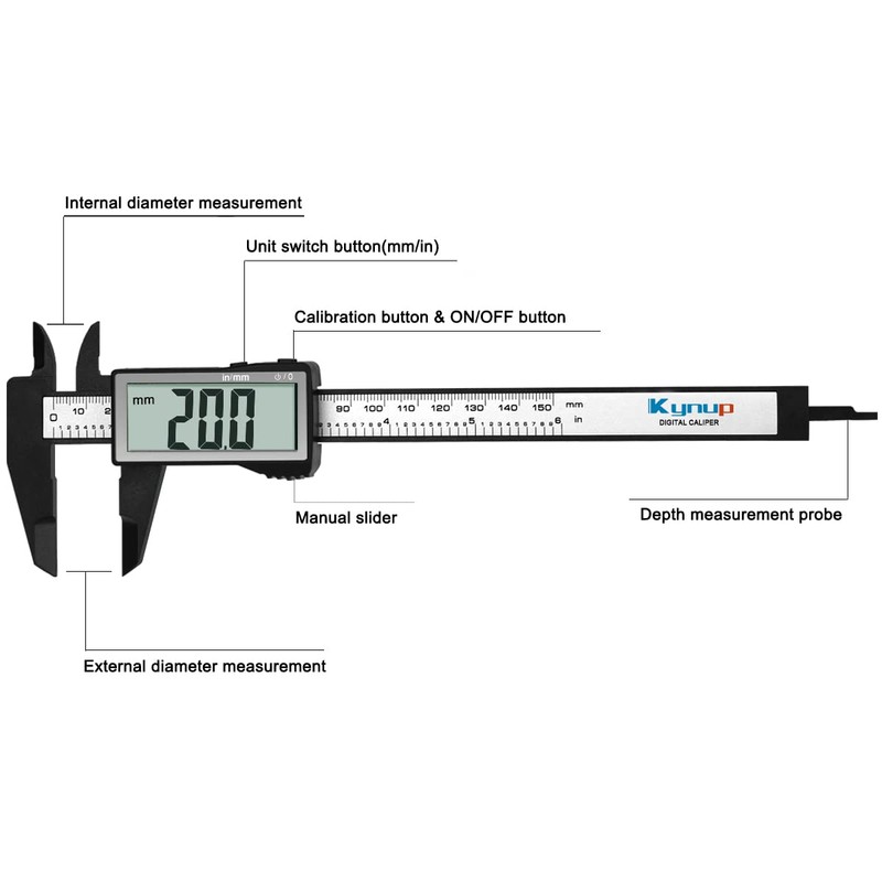 Kynup Digital Caliper with Large LCD Screen, Digital Calliper, Millimeter/Inch
