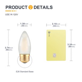 TOKCON Frosted E26 LED Candle Light Bulbs 25W Equivalent- 2W Dimmable Chandelier E26 LED Bulb- 2700K Soft Warm- B11 Antique Candelabra Lightbulbs for Bedroom Pandent, Piano Lamp, Wall Sconce- 6 Count