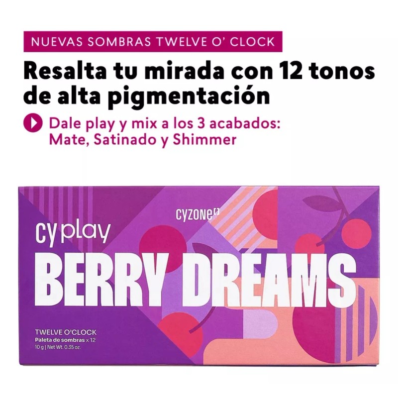 Cyzone Paleta De Sombras Twelve O'clock Tono Berry Dreams -