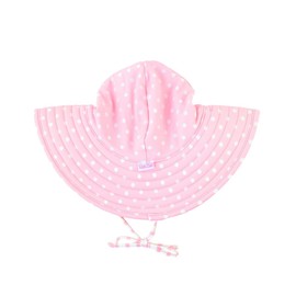 RuffleButts - Gorro de natación reversible con lunares y rayas color rosa - 6-10, Rosado, 6-10