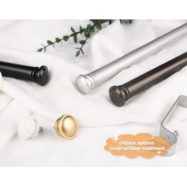 TONIAL 3/4 Curtain Rod 32 to 115 Inch(2.6-9.6ft), Telescoping Splicing Drapery Rods for Windows 83 to 110 Inch(6.9-9.1ft), Decorative Single Rod with Small Cap Finial, Black