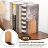 2 Pack Book Ends Natural Bamboo Bookend Anti Slip Book