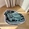 LAKEA Enthusiast Green Sports Car Shaped Flocking Rug Irregular Geometric