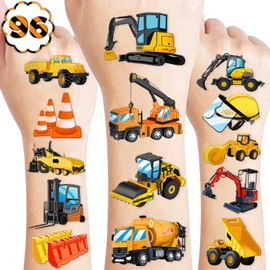Construction Car Temporary Tattoos for Kids - Colorful Designs, 96 PCS - Perfect for Themed Birthday Party Supplies Decorations Favors Decor – Truck Fun Stickers Tattoo Gifts for Boys Girls Rewards