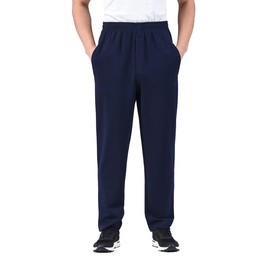 Zoulee New Men's Classic Drawstring-Waist Jogger Pants Sweatpants with Zipper Fly Navy Blue L