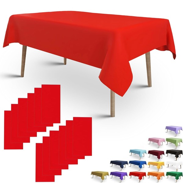 FULDGAENR FULDGAENR Red Plastic Tablecloth, Disposable Red Table Cloths Plastic