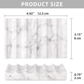 Luxury Marble Soap Dish Tray,Rectangle Stone Marble Soap Tray,Self Draining Soap Holder for Bathroom, Kitchen (Carrara White)