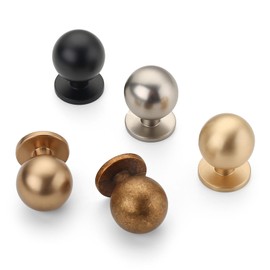 Amerdeco 10 Pack Brushed Satin Nickel Cabinet Knobs Single Hole Cabinet Pulls 1 Inch Diameter Round Drawer Knobs and Pulls for Bathroom Cabinets ZH0053