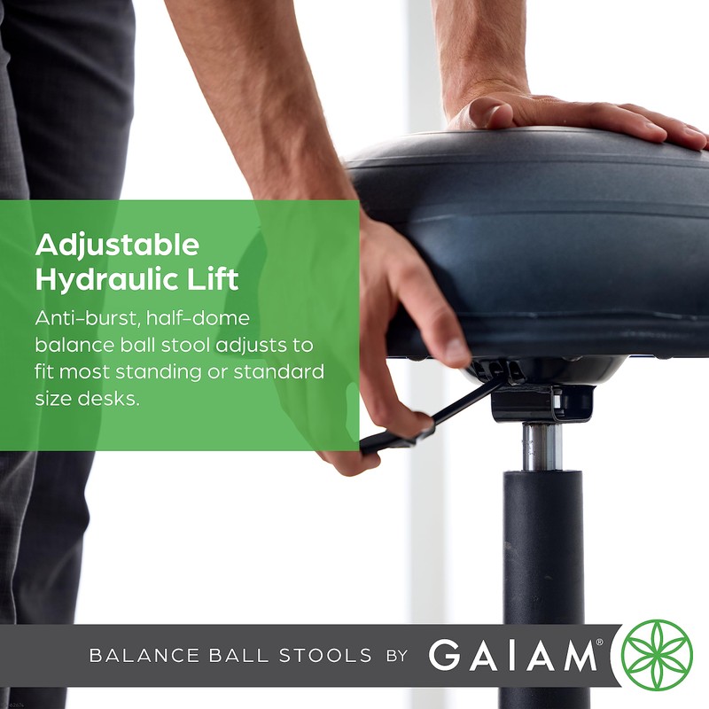 Gaiam Balance Ball Chair Stool, Half-Dome Stability Ball Adjustable Swivel