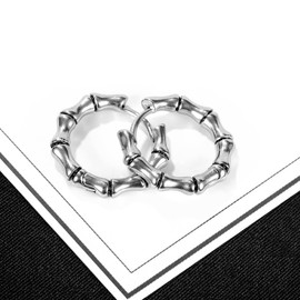 Healvian 1 Pair Male Titanium Steel Earrings Simple Bamboo Joint Ear Jewelry Fashion