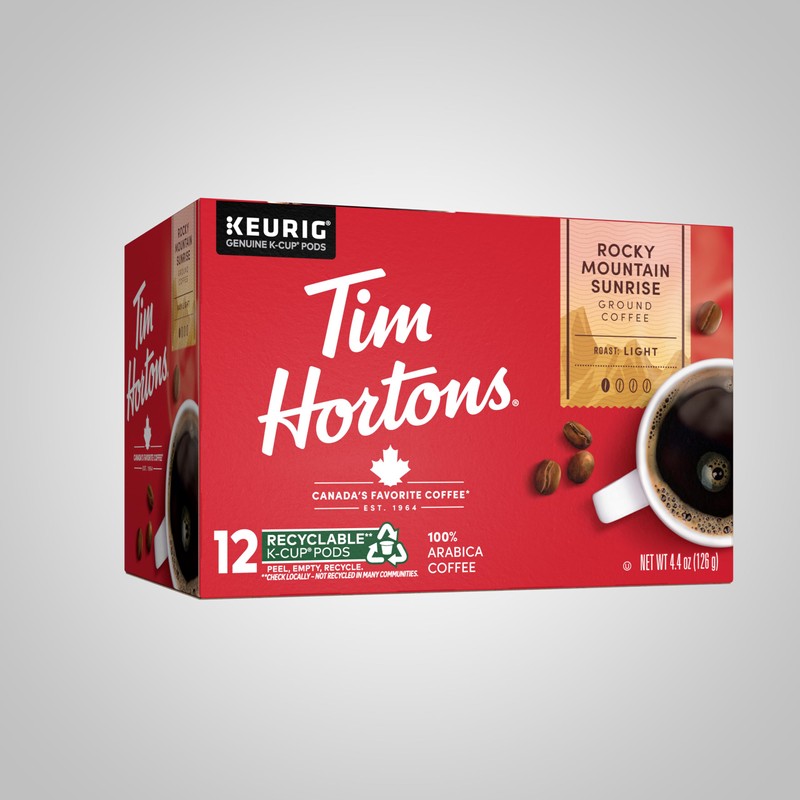 Tim Hortons 12ct KCUPs, Light Roast Rocky Mountain Sunrise 100%