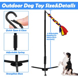 SYOOY Tether Outdoor Dog Toy,Interactive Exercise Game in Yard Park Tug of War for Large Medium Small Dog Puppy with 2 Rope Toy and Bell Pull Chase and Solo Play