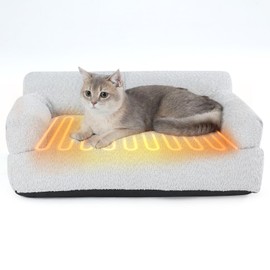 Thirdream Heated Cat Couch Bed for Indoor Pet Cats,Orthopedic Furniture, Warming & Heating PET Chair, Cat Beds Fabric, Anti-Slip Bottom, Washable Cover, Cute & Large Size