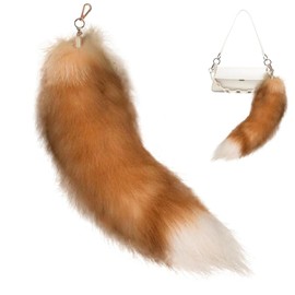 KYEDGC Fox Tail, 25-29cm (9.84-11.41 in) Furry Tail Realistic Fox Tail Keychain Soft Comfortable Therian Tail Accessory for Women Girl Keyring, Tail Keychain, Therian Gear for Handbag Backpack Cosplay
