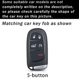 ontto 5-Button Smart Remote Key Fob Cover Fit for Jeep Grand Cherokee Renegade Chrysler 200 300 Dodge RAM Durango Challenger Journey Pink