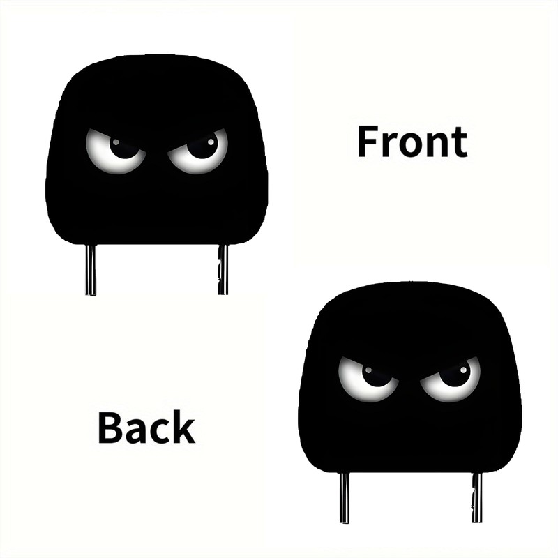 2PCS Funny Cartoon Car Headrest Covers, Cute Funny Cartoon Eyes