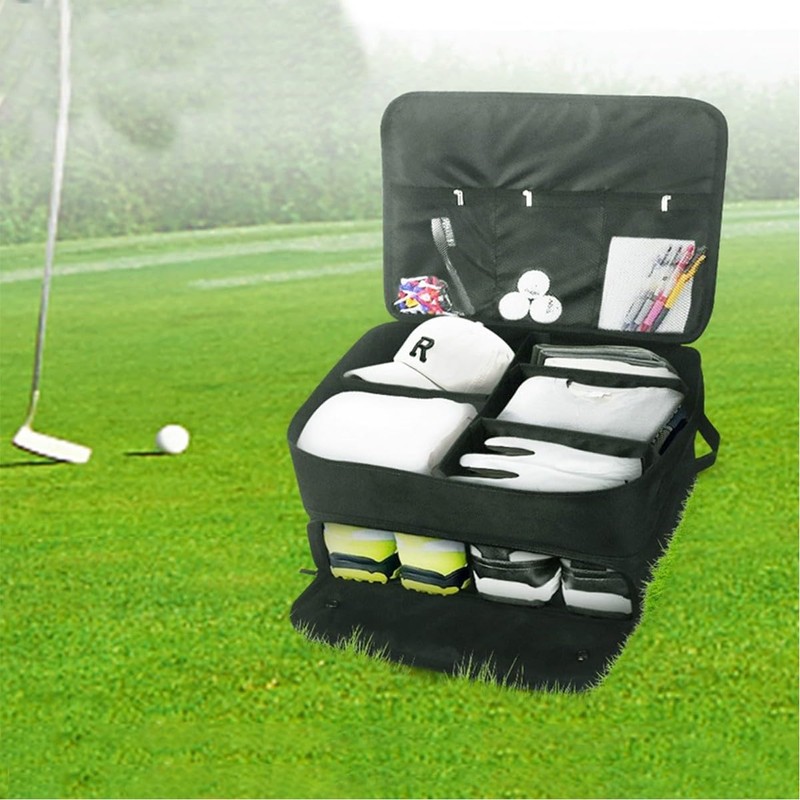 Golf Trunk Organizer, 2-Layer Waterproof Storage Locker with 2 Shoe