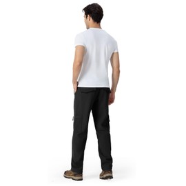 BASUDAM Men's Cargo Work Pants Snow Waterproof Softshell Winter Fleece Lined Insulated Outdoor Mountain with 6 Pockets Black 34